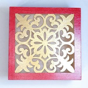 Hand-painted decorative wooden box with clasp